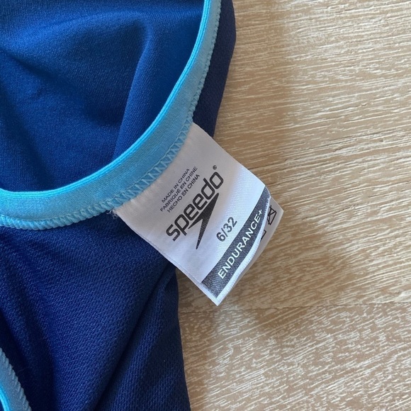Speedo Endurance Navy Light Blue Performance One Piece Swimsuit Beach Diving - Picture 9 of 11